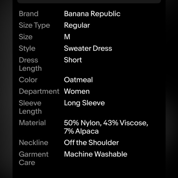 Banana Republic Women’s Off the Shoulder Sweater Dress / Size M / Oatmeal - Picture 5 of 5